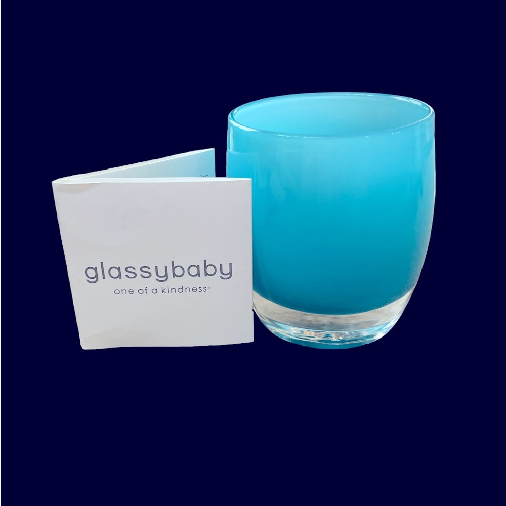 Glassybaby Handmade Glass Luxury Votive Holder in Compassion BLUE